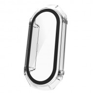 For Xiaomi Smart Band 8 Hard PC Watch Case Protective Frame with Integrated HD Glass Film - Transparent