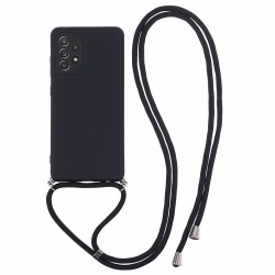 For Samsung Galaxy A52 4G / 5G / A52s 5G Case Precise Cutout TPU Cover with Long Lanyard - Black