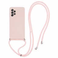 For Samsung Galaxy A52 4G / 5G / A52s 5G Case Precise Cutout TPU Cover with Long Lanyard - Pink