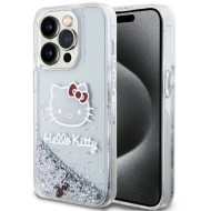 Hello Kitty Liquid Glitter Electroplating Head Logo Case for iPhone 15 Pro - Transparent
