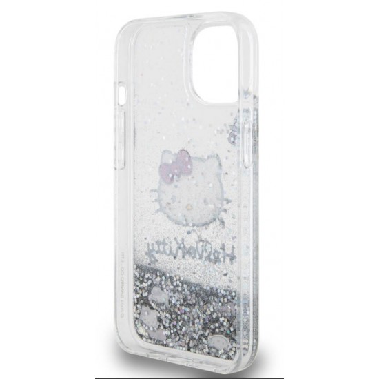 Hello Kitty Liquid Glitter Electroplating Head Logo Case for iPhone 13 - Transparent Apple Cases Mobile