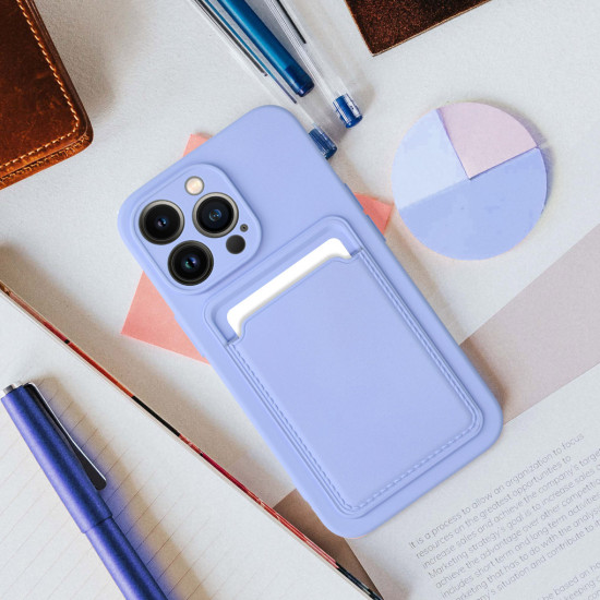 Card Silicone Case for iPhone 15 Pro Max - Violet Apple Cases Mobile