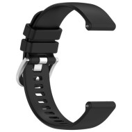 For Huawei Watch GT 4 46mm / Samsung Galaxy Watch3 45mm Watch Band 22mm Liquid Silicone Strap with Steel Buckle - Black
