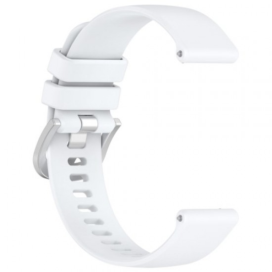 For Huawei Watch GT 4 46mm / Samsung Galaxy Watch3 45mm Watch Band 22mm Liquid Silicone Strap with Steel Buckle - White Gadgets - Toys - Hobby