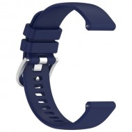 For Huawei Watch GT 4 46mm / Samsung Galaxy Watch3 45mm Watch Band 22mm Liquid Silicone Strap with Steel Buckle - Dark Blue