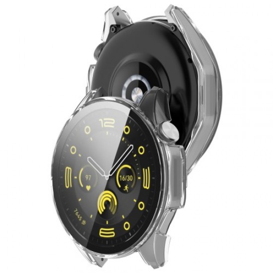 For Huawei Watch GT 4 46mm Case Full Protective Hard PC Cover with Tempered Glass Screen Protector - Transparent Gadgets - Toys - Hobby