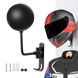 Motorcycle Wall Mounted Helmet Holder 180-Degree Rotating E-Bike Helmet Display Rack with 2 Hook for Hats. Caps. Coats. Jackets - Black Motorcycle Wall Mounted Helmet Holder 180-Degree Rotating E-Bike Helmet Display Rack with 2 Hook for Hats. Caps. Coats. Jackets - Black