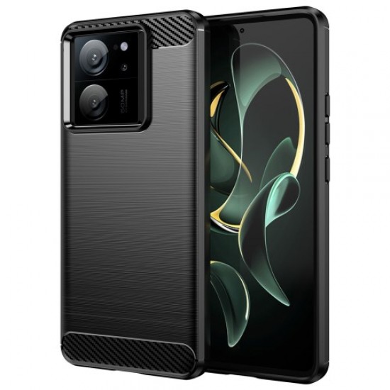 TPU Shell for Xiaomi 13T Pro / 13T Case Carbon Fiber Texture Phone Cover - Black XIAOMI Cases Mobile