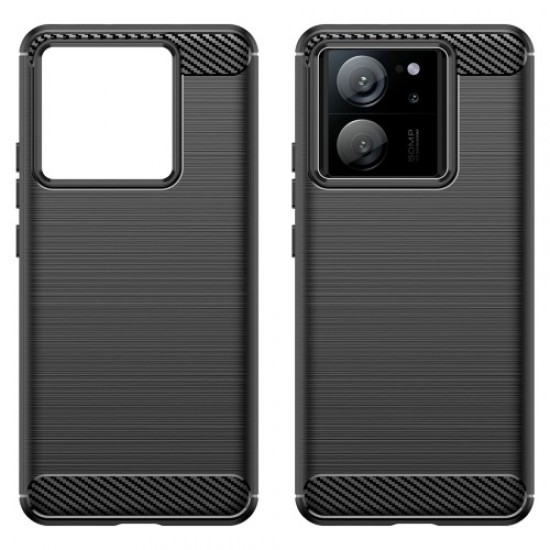 TPU Shell for Xiaomi 13T Pro / 13T Case Carbon Fiber Texture Phone Cover - Black XIAOMI Cases Mobile