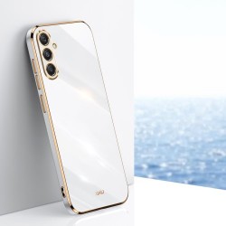 XINLI Θήκη Σιλικόνης TPU Electroplated Gold Edge για Samsung Galaxy S23 FE - Λευκό