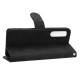 Skin-touch Feeling Phone Case for Sony Xperia 5 IV 5G. Folio Flip PU Leather Magnetic Clasp Stand Wallet Phone Cover with Strap - Black Sony Cases Mobile