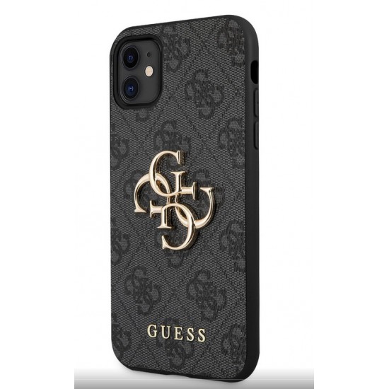Guess PU 4G Metal Logo Case for iPhone 11 - Grey Apple Cases Mobile