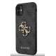 Guess Σκληρή Θήκη PU με Μεταλλική Διακόσμηση 4G για iPhone 11 - Σκούρο Γκρι Apple Θήκες Κινητών