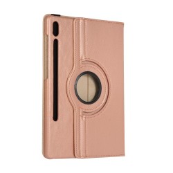 For Samsung Galaxy Tab S9 / S8 Tablet Case Rotary Stand PU Leather Cover with Elastic Band - Rose Gold For Samsung Galaxy Tab S9 / S8 Tablet Case Rotary Stand PU Leather Cover with Elastic Band - Rose Gold