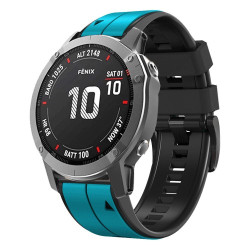 For Garmin Descent G1 / Fenix 7 / Fenix 6 Pro / Fenix 5 Plus Dual Color Silicone Wrist Strap Smart Watch Band 22mm - Sky Blue / Black For Garmin Descent G1 / Fenix 7 / Fenix 6 Pro / Fenix 5 Plus Dual Color Silicone Wrist Strap Smart Watch Band 22mm - Sky Blue / Black