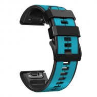 For Garmin Descent G1 / Fenix 7 / Fenix 6 Pro / Fenix 5 Plus Dual Color Silicone Wrist Strap Smart Watch Band 22mm - Sky Blue / Black