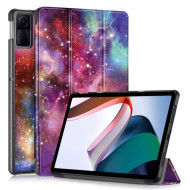 For Xiaomi Redmi Pad SE Tri-fold Stand Tablet Case Pattern Printing PU Leather Tablet Cover - Galaxy