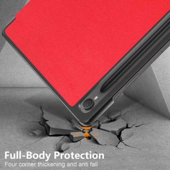 For Samsung Galaxy Tab S9 11-Inch SM-X710. SM-X716B. SM-X718U PU Leather Trifold Stand Cover Auto Wake / Sleep Smart Tablet Case - Red Samsung Cases Mobile Tablet