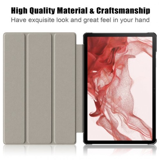 For Samsung Galaxy Tab S9 11-Inch SM-X710. SM-X716B. SM-X718U PU Leather Trifold Stand Cover Auto Wake / Sleep Smart Tablet Case - Red Samsung Cases Mobile Tablet