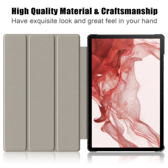 For Samsung Galaxy Tab S9 11-Inch SM-X710. SM-X716B. SM-X718U PU Leather Trifold Stand Cover Auto Wake / Sleep Smart Tablet Case - Blackish Green Samsung Cases Mobile Tablet
