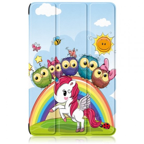 Θήκη Βιβλίο Tri--Fold με Βάση Στήριξης (Όψη Δέρματος) για Xiaomi Pad 6 / Pad 6 Pro - Μονοκεράκι με Κουκουβάγιες XIAOMI Θήκες Tablet