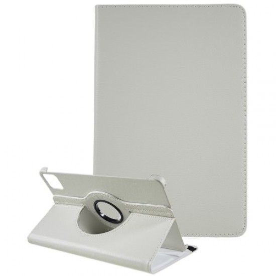For Xiaomi Pad 6 / 6 Pro Protective Case PU Leather Tablet Case 360-Degree Rotating Stand Cover - White XIAOMI  Tablet Cases