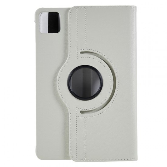For Xiaomi Pad 6 / 6 Pro Protective Case PU Leather Tablet Case 360-Degree Rotating Stand Cover - White XIAOMI  Tablet Cases