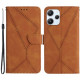 HT05 For Xiaomi Redmi 12 4G Phone Case Wallet Imprinted Line Skin-touch Flip Stand PU Leather+TPU Phone Cover - Brown XIAOMI Cases Mobile