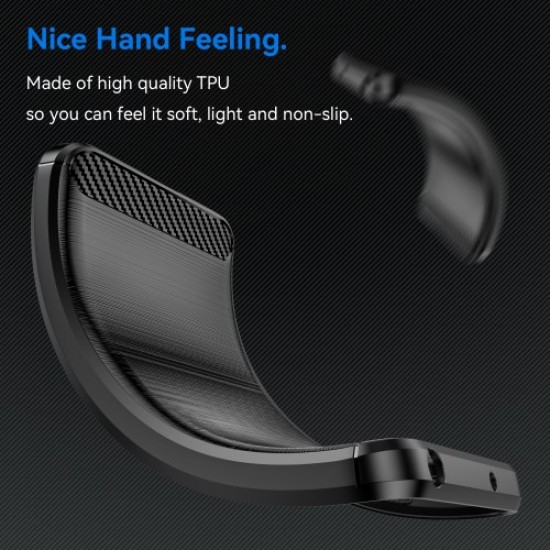 For Xiaomi Redmi 12 4G / 12 5G / Note 12R 5G / Poco M6 Pro 5G Carbon Fiber Texture Phone Case Soft TPU Brushed Phone Cover - Black XIAOMI Cases Mobile