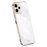 XINLI Θήκη Σιλικόνης TPU Electroplating Golden Edge για Xiaomi Redmi 12 4G - Λευκό