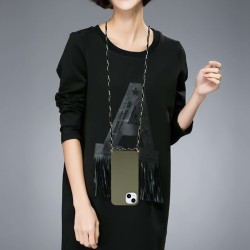 Θήκη Σιλικόνης TPU με Κορδόνι Λαιμού για iPhone 15 Plus - Πράσινο του Στρατού