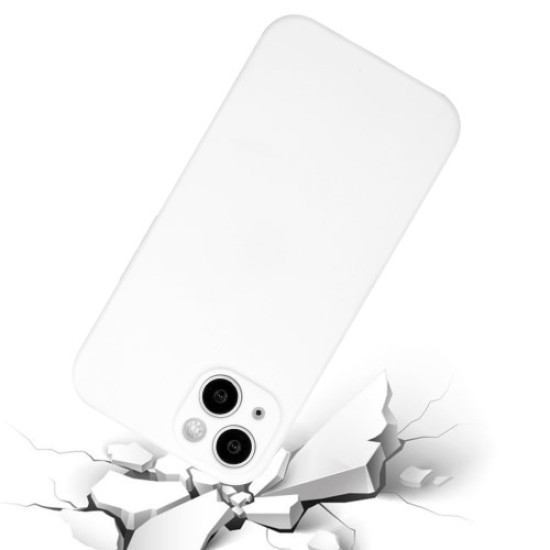 For iPhone 15 Plus Straight Edge Phone Case Soft TPU Precise Cutout Shockproof Protective Cover - White Apple Cases Mobile