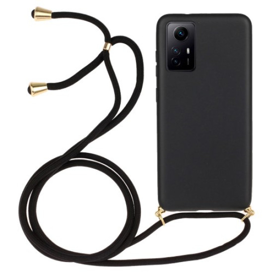 Eco-friendly Phone Case for Xiaomi Redmi Note 12S 4G . Biodegradable Wheat Straw+TPU Cover with Lanyard - Black XIAOMI Cases Mobile