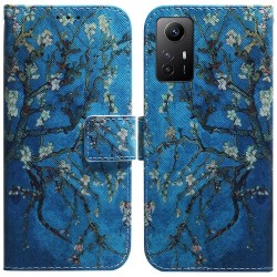 Flip PU Leather Case for Xiaomi Redmi Note 12S 4G Pattern Printing Stand Wallet Phone Cover - Apricot Flowers