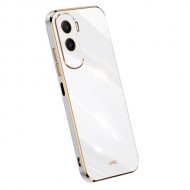 XINLI Θήκη Σιλικόνης TPU Electroplating Golden Edge για Honor 90 Lite 5G / X50i 5G - Λευκό