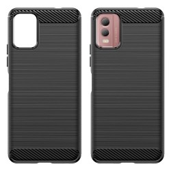 Θήκη Σιλικόνης TPU Carbon Fiber Brushed για Nokia C32 - Μαύρο