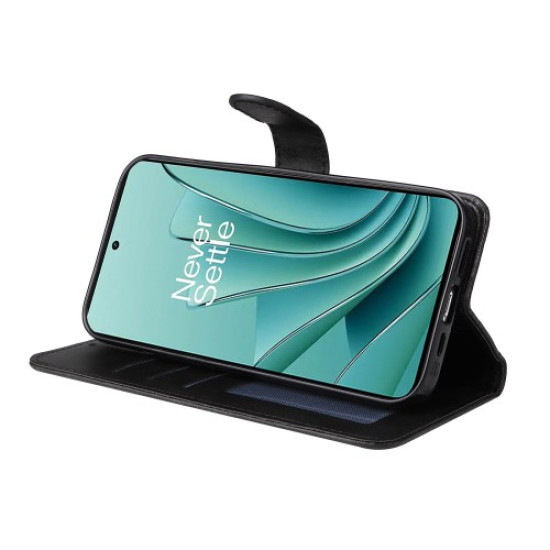 For OnePlus Nord 3 5G / Ace 2V Calf Texture Anti-scratch Phone Case Flip Wallet Stand Shell - Black OnePlus Mobile Cases