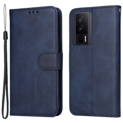 For Xiaomi Poco F5 Pro 5G / Redmi K60 Pro 5G / K60 5G Leather Shockproof Phone Case Calf Texture Stand Wallet Smartphone Cover - Blue