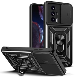 Phone Case for Xiaomi Poco F5 Pro 5G / Redmi K60 5G / K60 Pro 5G Camera Lens Slide Design PC+TPU Kickstand Cover - Black Phone Case for Xiaomi Poco F5 Pro 5G / Redmi K60 5G / K60 Pro 5G Camera Lens Slide Design PC+TPU Kickstand Cover - Black