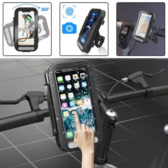 F81 Waterproof Bicycle Touch Screen Phone Holder Motorcycle Handlebar Phone Bracket Holders & Docks
