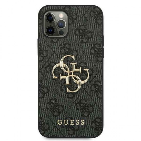 Guess PU 4G Metal Logo Case for iPhone 12 Pro Max - Grey Apple Cases Mobile
