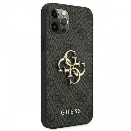Guess PU 4G Metal Logo Case for iPhone 12 Pro Max - Grey Apple Cases Mobile