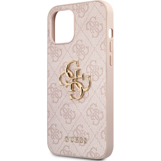 Guess PU 4G Metal Logo Case for iPhone 12 / 12 Pro - Pink Apple Cases Mobile