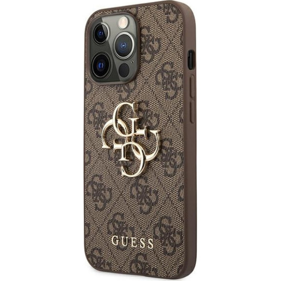 Guess PU 4G Metal Logo Case for iPhone 13 Pro - Brown Apple Cases Mobile