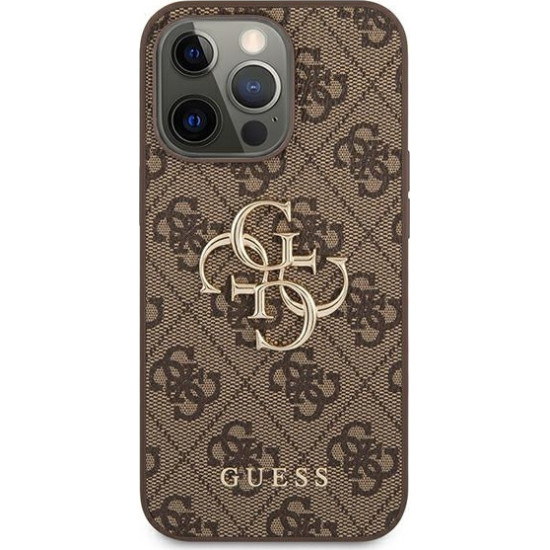 Guess PU 4G Metal Logo Case for iPhone 13 Pro - Brown Apple Cases Mobile