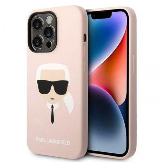 Karl Lagerfeld Head Back Silicone Case for iPhone 14 Pro Max - Pink Apple Cases Mobile