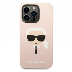 Karl Lagerfeld Head Θήκη Σιλικόνης Πλάτης για iPhone 14 Pro Max - Ροζ