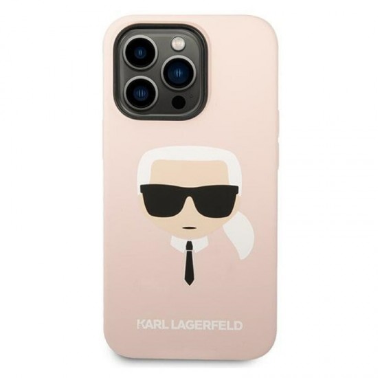 Karl Lagerfeld Head Back Silicone Case for iPhone 14 Pro Max - Pink Apple Cases Mobile