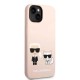 Karl Lagerfeld and Choupette Back Silicone Case for iPhone 14 Plus - Pink Apple Cases Mobile