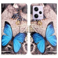 Wallet Phone Case for Xiaomi Redmi Note 12 Pro 5G / Note 12 Pro Speed 5G / Poco X5 Pro 5G . Pattern Printing PU Leather Stand Cover - Blue Butterfly